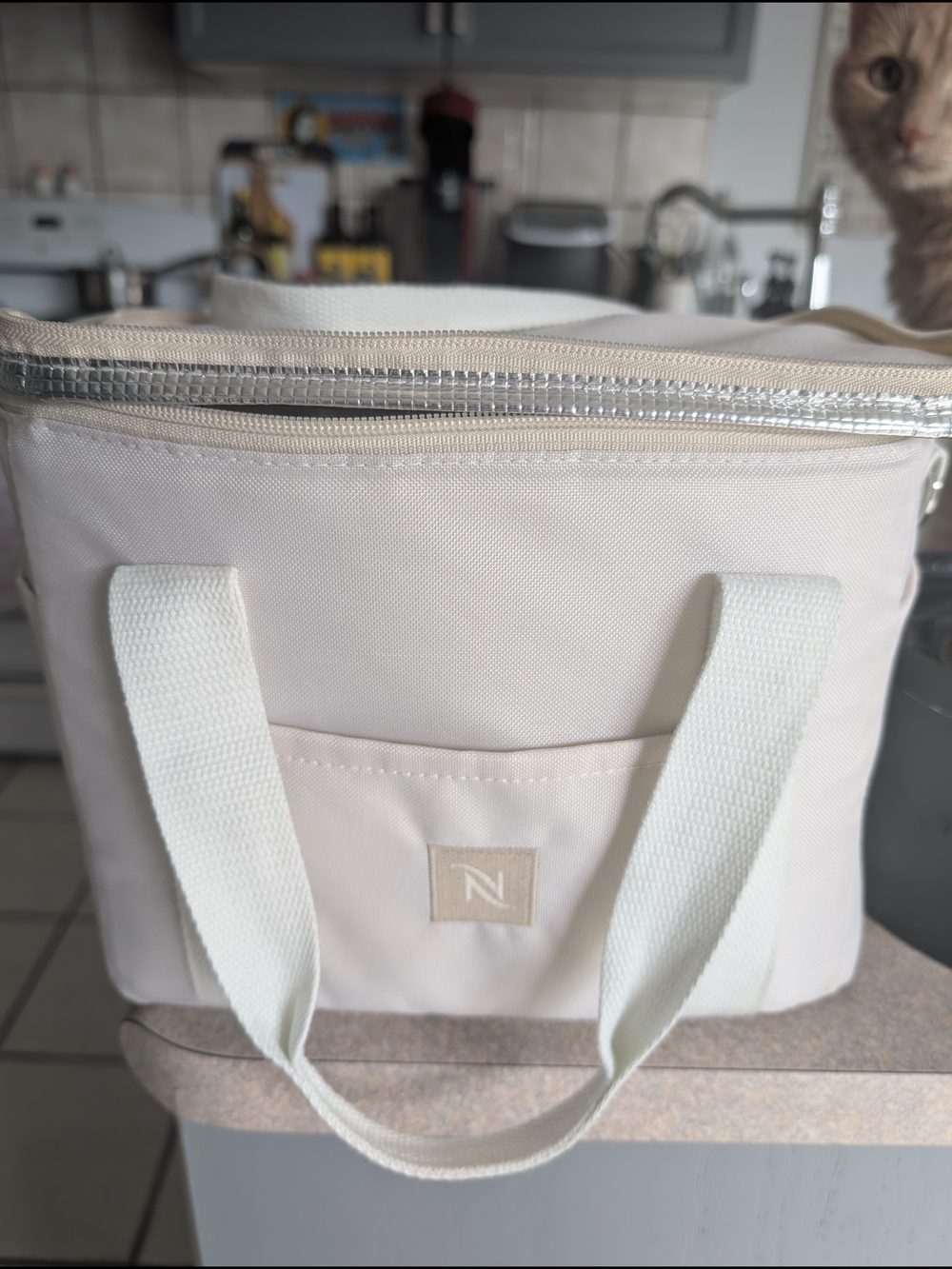 Nespresso Cream and White Insulated Tote